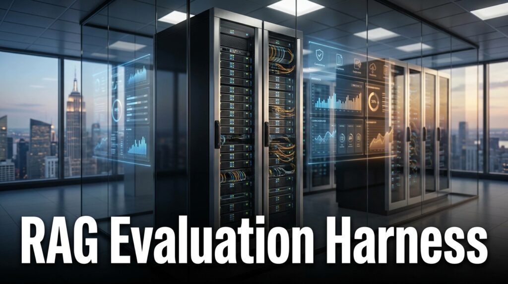 Secure New York server room symbolizing a robust RAG evaluation harness for enterprise deployments.